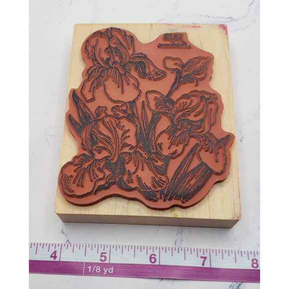 PSX Large Iris Flowers K040 Wood Mounted Rubber Stamp - Picture 6 of 7